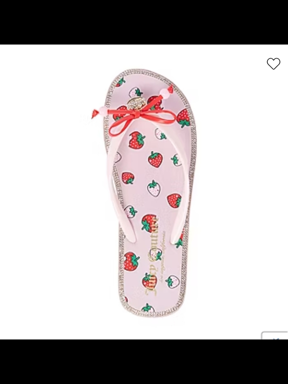 🍓Juicy Couture Pink Strawberry Print Bow Flip Flops Size 9 NWT